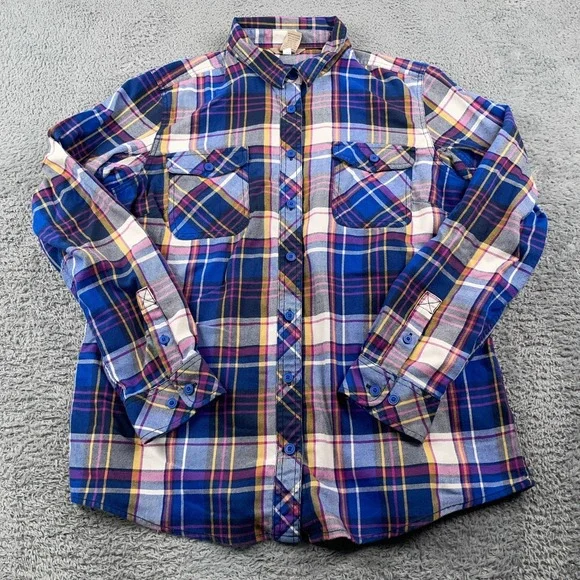 Duluth Trading Co Plaid Button-Up Women's Flannel Shirt Xl - Picture 2 of 9